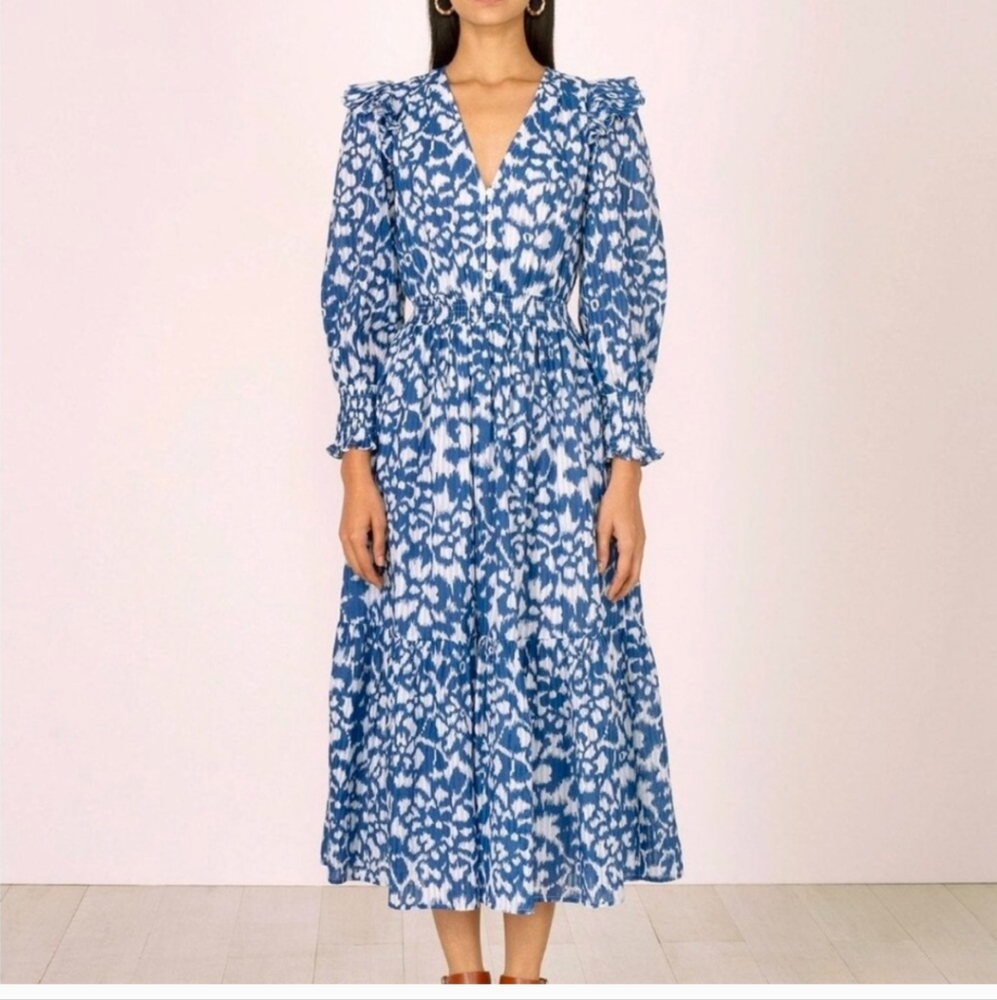 Banjanan Pearl Dress in Ikat Floral Blue Size Small New